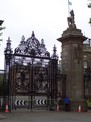 Tessa at gate at Holyrood Palace